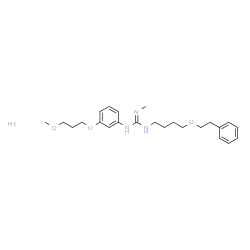 ChemSpider 2D Image | 1-[3-(3-Methoxypropoxy)phenyl]-2-methyl-3-[4-(2-phenylethoxy)butyl]guanidine hydroiodide (1:1) | C24H36IN3O3
