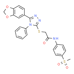 ChemSpider 2D Image | 2-{[5-(1,3-Benzodioxol-5-yl)-4-phenyl-4H-1,2,4-triazol-3-yl]sulfanyl}-N-[4-(methylsulfonyl)phenyl]acetamide | C24H20N4O5S2