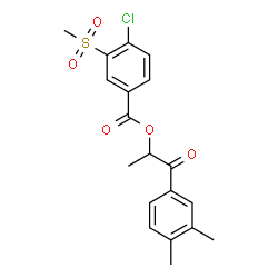ChemSpider 2D Image | 1-(3,4-Dimethylphenyl)-1-oxo-2-propanyl 4-chloro-3-(methylsulfonyl)benzoate | C19H19ClO5S