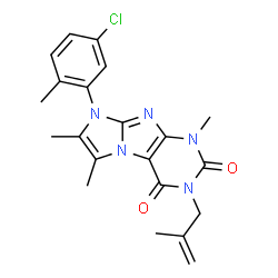 ChemSpider 2D Image | 8-(5-Chloro-2-methylphenyl)-1,6,7-trimethyl-3-(2-methyl-2-propen-1-yl)-1H-imidazo[2,1-f]purine-2,4(3H,8H)-dione | C21H22ClN5O2