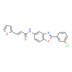 ChemSpider 2D Image | (2E)-N-[2-(3-Chlorophenyl)-1,3-benzoxazol-5-yl]-3-(2-furyl)acrylamide | C20H13ClN2O3
