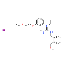 ChemSpider 2D Image | 1-[2-(2-Ethoxyethoxy)-4-methylbenzyl]-2-ethyl-3-[2-(methoxymethyl)benzyl]guanidine hydroiodide (1:1) | C24H36IN3O3