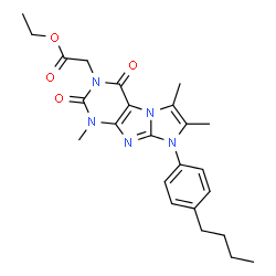 ChemSpider 2D Image | Ethyl [8-(4-butylphenyl)-1,6,7-trimethyl-2,4-dioxo-1,2,4,8-tetrahydro-3H-imidazo[2,1-f]purin-3-yl]acetate | C24H29N5O4