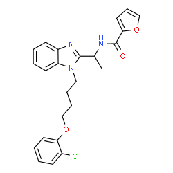 ChemSpider 2D Image | N-(1-{1-[4-(2-Chlorophenoxy)butyl]-1H-benzimidazol-2-yl}ethyl)-2-furamide | C24H24ClN3O3