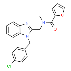 ChemSpider 2D Image | N-{[1-(4-Chlorobenzyl)-1H-benzimidazol-2-yl]methyl}-N-methyl-2-furamide | C21H18ClN3O2