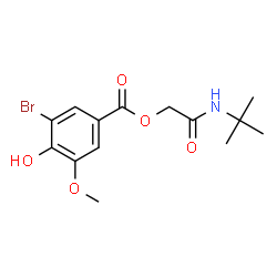 ChemSpider 2D Image | 2-[(2-Methyl-2-propanyl)amino]-2-oxoethyl 3-bromo-4-hydroxy-5-methoxybenzoate | C14H18BrNO5