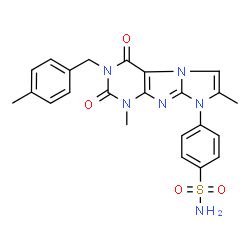 ChemSpider 2D Image | 4-[1,7-Dimethyl-3-(4-methylbenzyl)-2,4-dioxo-1,2,3,4-tetrahydro-8H-imidazo[2,1-f]purin-8-yl]benzenesulfonamide | C23H22N6O4S