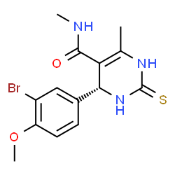 ChemSpider 2D Image | (4R)-4-(3-Bromo-4-methoxyphenyl)-N,6-dimethyl-2-thioxo-1,2,3,4-tetrahydro-5-pyrimidinecarboxamide | C14H16BrN3O2S