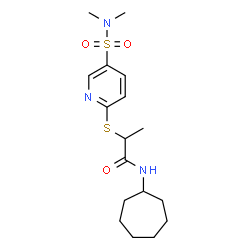 ChemSpider 2D Image | N-Cycloheptyl-2-{[5-(dimethylsulfamoyl)-2-pyridinyl]sulfanyl}propanamide | C17H27N3O3S2
