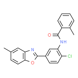 ChemSpider 2D Image | N-[2-Chloro-5-(5-methyl-1,3-benzoxazol-2-yl)phenyl]-2-methylbenzamide | C22H17ClN2O2