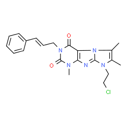 ChemSpider 2D Image | 8-(2-Chloroethyl)-1,6,7-trimethyl-3-[(2E)-3-phenyl-2-propen-1-yl]-1H-imidazo[2,1-f]purine-2,4(3H,8H)-dione | C21H22ClN5O2