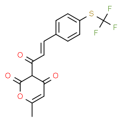 ChemSpider 2D Image | 6-Methyl-3-[(2E)-3-{4-[(trifluoromethyl)sulfanyl]phenyl}-2-propenoyl]-2H-pyran-2,4(3H)-dione | C16H11F3O4S