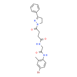 ChemSpider 2D Image | N-{2-[(4-Bromo-2-methylphenyl)amino]-2-oxoethyl}-4-oxo-4-(3-phenyl-4,5-dihydro-1H-pyrazol-1-yl)butanamide | C22H23BrN4O3