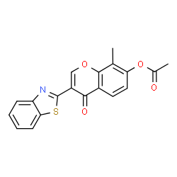 ChemSpider 2D Image | 3-(1,3-Benzothiazol-2-yl)-8-methyl-4-oxo-4H-chromen-7-yl acetate | C19H13NO4S
