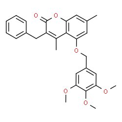 ChemSpider 2D Image | 3-Benzyl-4,7-dimethyl-5-[(3,4,5-trimethoxybenzyl)oxy]-2H-chromen-2-one | C28H28O6