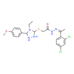 ChemSpider 2D Image | N'-[(1Z)-1-(2,4-Dichlorophenyl)ethylidene]-2-{[4-ethyl-5-(4-methoxyphenyl)-1,2,4-triazolidin-3-yl]sulfanyl}acetohydrazide | C21H25Cl2N5O2S