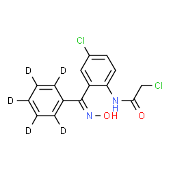 ChemSpider 2D Image | 2-Chloro-N-(4-chloro-2-{(Z)-(hydroxyimino)[(~2~H_5_)phenyl]methyl}phenyl)acetamide | C15H7D5Cl2N2O2