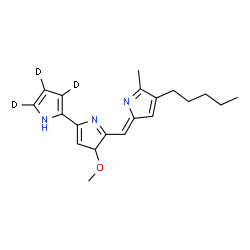 ChemSpider 2D Image | 4'-Methoxy-5'-[(Z)-(5-methyl-4-pentyl-2H-pyrrol-2-ylidene)methyl](3,4,5-~2~H_3_)-1H,4'H-2,2'-bipyrrole | C20H22D3N3O