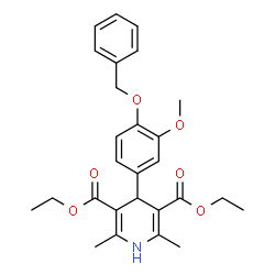 ChemSpider 2D Image | Diethyl 4-[4-(benzyloxy)-3-methoxyphenyl]-2,6-dimethyl-1,4-dihydro-3,5-pyridinedicarboxylate | C27H31NO6