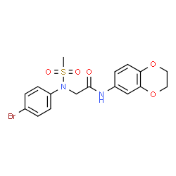 ChemSpider 2D Image | N~2~-(4-Bromophenyl)-N-(2,3-dihydro-1,4-benzodioxin-6-yl)-N~2~-(methylsulfonyl)glycinamide | C17H17BrN2O5S