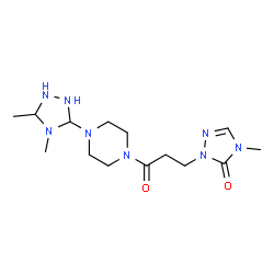 ChemSpider 2D Image | 2-{3-[4-(4,5-Dimethyl-1,2,4-triazolidin-3-yl)-1-piperazinyl]-3-oxopropyl}-4-methyl-2,4-dihydro-3H-1,2,4-triazol-3-one | C14H26N8O2