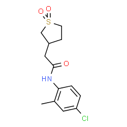 ChemSpider 2D Image | N-(4-Chloro-2-methylphenyl)-2-(1,1-dioxidotetrahydro-3-thiophenyl)acetamide | C13H16ClNO3S