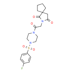 ChemSpider 2D Image | 2-(2-{4-[(4-Fluorophenyl)sulfonyl]-1-piperazinyl}-2-oxoethyl)-2-azaspiro[4.4]nonane-1,3-dione | C20H24FN3O5S