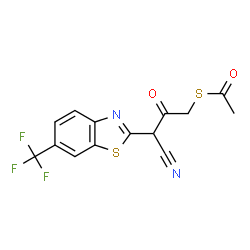 ChemSpider 2D Image | S-{3-Cyano-2-oxo-3-[6-(trifluoromethyl)-1,3-benzothiazol-2-yl]propyl} ethanethioate | C14H9F3N2O2S2