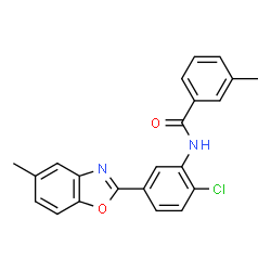 ChemSpider 2D Image | N-[2-Chloro-5-(5-methyl-1,3-benzoxazol-2-yl)phenyl]-3-methylbenzamide | C22H17ClN2O2