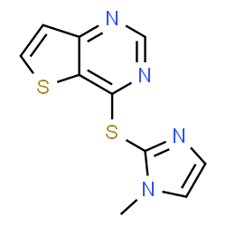 ChemSpider 2D Image | 4-[(1-Methyl-1H-imidazol-2-yl)sulfanyl]thieno[3,2-d]pyrimidine | C10H8N4S2