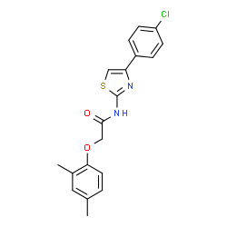 ChemSpider 2D Image | N-[4-(4-Chlorophenyl)-1,3-thiazol-2-yl]-2-(2,4-dimethylphenoxy)acetamide | C19H17ClN2O2S