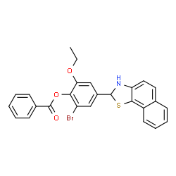 ChemSpider 2D Image | 2-Bromo-4-(2,3-dihydronaphtho[2,1-d][1,3]thiazol-2-yl)-6-ethoxyphenyl benzoate | C26H20BrNO3S