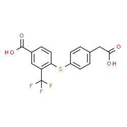 ChemSpider 2D Image | 4-{[4-(Carboxymethyl)phenyl]sulfanyl}-3-(trifluoromethyl)benzoic acid | C16H11F3O4S