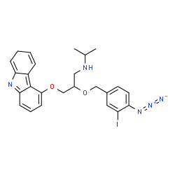 ChemSpider 2D Image | 2-[(4-Azido-3-iodobenzyl)oxy]-3-(2H-carbazol-5-yloxy)-N-isopropyl-1-propanamine | C25H26IN5O2