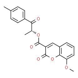 ChemSpider 2D Image | (2R)-1-(4-Methylphenyl)-1-oxo-2-propanyl 8-methoxy-2-oxo-2H-chromene-3-carboxylate | C21H18O6