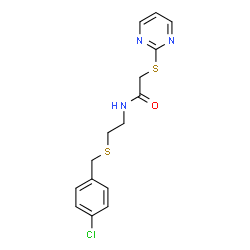 ChemSpider 2D Image | N-{2-[(4-Chlorobenzyl)sulfanyl]ethyl}-2-(2-pyrimidinylsulfanyl)acetamide | C15H16ClN3OS2