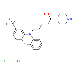 ChemSpider 2D Image | 1-(1-Piperazinyl)-5-[2-(trifluoromethyl)-10H-phenothiazin-10-yl]-1-pentanol dihydrochloride | C22H28Cl2F3N3OS