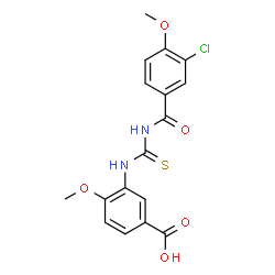 ChemSpider 2D Image | 3-{[(3-Chloro-4-methoxybenzoyl)carbamothioyl]amino}-4-methoxybenzoic acid | C17H15ClN2O5S