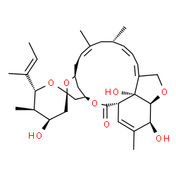 ChemSpider 2D Image | (1'S,2S,4R,4'R,5R,6R,8'S,10'Z,13'S,14'Z,16'Z,20'S,21'S,24'R)-6-[(2E)-2-Buten-2-yl]-4,21',24'-trihydroxy-5,11',13',22'-tetramethyl-3,4,5,6-tetrahydro-2'H-spiro[pyran-2,6'-[3,7,19]trioxatetracyclo[15.6.
1.1~4,8~.0~20,24~]pentacosa[10,14,16,22]tetraen]-2'-one | C34H48O8