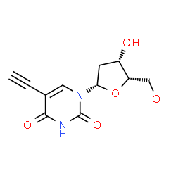 ChemSpider 2D Image | 1-(2-Deoxy-beta-L-threo-pentofuranosyl)-5-ethynyl-2,4(1H,3H)-pyrimidinedione | C11H12N2O5