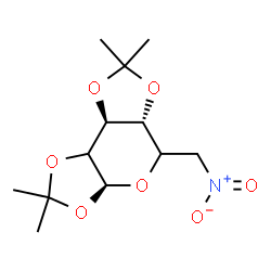 ChemSpider 2D Image | (3aS,5aR,8aS)-2,2,7,7-Tetramethyl-5-(nitromethyl)tetrahydro-3aH-bis[1,3]dioxolo[4,5-b:4',5'-d]pyran (non-preferred name) | C12H19NO7