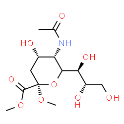 ChemSpider 2D Image | Dimethyl 5-acetamido-3,5-dideoxy-6-[(1S,2S)-1,2,3-trihydroxypropyl]-alpha-D-erythro-hex-2-ulopyranosidonate | C13H23NO9