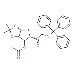 ChemSpider 2D Image | (2xi)-3-O-Acetyl-1,2-O-isopropylidene-6-O-trityl-beta-D-threo-hexofuranos-5-ulose | C30H30O7