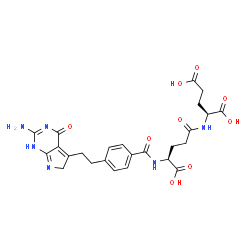 ChemSpider 2D Image | N-{4-[2-(2-Amino-4-oxo-4,6-dihydro-1H-pyrrolo[2,3-d]pyrimidin-5-yl)ethyl]benzoyl}-L-gamma-glutamyl-L-glutamic acid | C25H28N6O9
