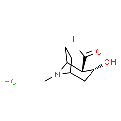 ChemSpider 2D Image | (2S,3R)-3-Hydroxy-8-methyl-8-azabicyclo[3.2.1]octane-2-carboxylic acid hydrochloride (1:1) | C9H16ClNO3