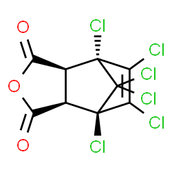 ChemSpider 2D Image | (1R,2R,6S,7R)-1,7,8,9,10,10-Hexachloro-4-oxatricyclo[5.2.1.0~2,6~]dec-8-ene-3,5-dione | C9H2Cl6O3