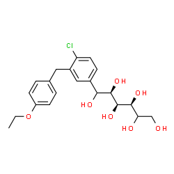 ChemSpider 2D Image | (2xi)-6-C-[4-Chloro-3-(4-ethoxybenzyl)phenyl]-D-xylo-hexitol | C21H27ClO7