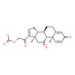 ChemSpider 2D Image | (8alpha,9beta,10alpha,13alpha,14beta)-3,11,20-Trioxopregna-1,4,16-trien-21-yl acetate | C23H26O5