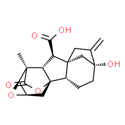 ChemSpider 2D Image | (1S,2S,5R,8R,9R,10S,11R,12S,14R)-5-Hydroxy-11-methyl-6-methylene-17-oxo-13,16-dioxahexacyclo[9.4.2.1~5,8~.0~1,10~.0~2,8~.0~12,14~]octadecane-9-carboxylic acid | C19H22O6