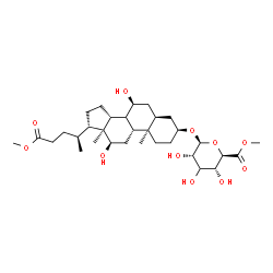 ChemSpider 2D Image | (3beta,5alpha,7beta,8xi,9beta,10alpha,12beta,13alpha,14beta,17alpha,20S)-7,12-Dihydroxy-24-methoxy-24-oxocholan-3-yl methyl (3xi)-beta-L-ribo-hexopyranosiduronate | C32H52O11